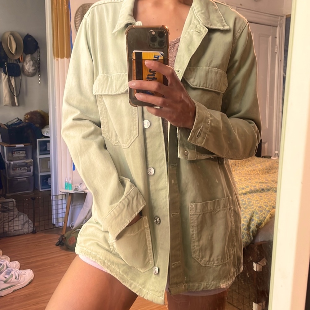 [MANGO] Denim Light Green Jacket